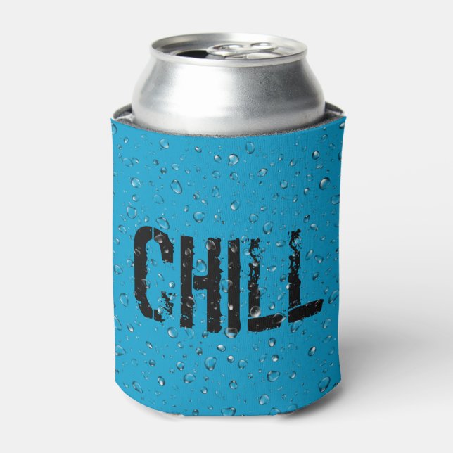 Chill Text und Wassertropfen Dosenkühler (Kanne Vorderseite)