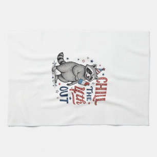 Chill The 4th Out Waschbär Patriotisches Shirt-Des Geschirrtuch