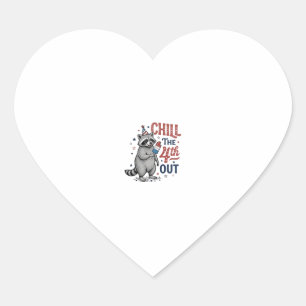 Chill The 4th Out Waschbär Patriotisches Shirt-Des Herz-Aufkleber