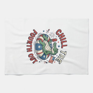 Chill The Fourth Out Alligator Patrioten-Shirt Des Geschirrtuch