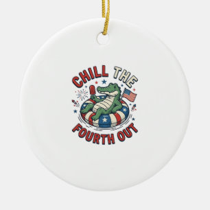 Chill The Fourth Out Alligator Patrioten-Shirt Des Keramik Ornament