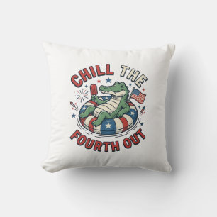 Chill The Fourth Out Alligator Patrioten-Shirt Des Kissen