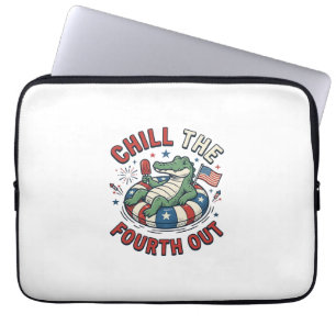 Chill The Fourth Out Alligator Patrioten-Shirt Des Laptopschutzhülle