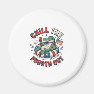 Chill The Fourth Out Alligator Patrioten-Shirt Des Magnet
