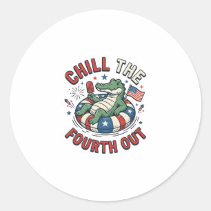 Chill The Fourth Out Alligator Patriottisches-Shir Runder Aufkleber