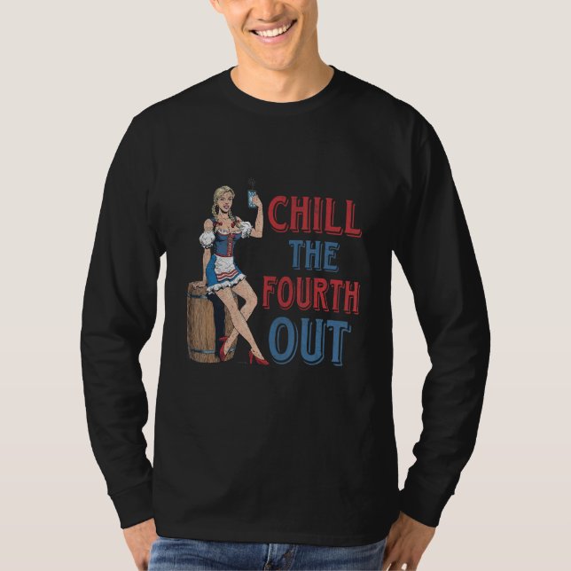 Chill The Fourth Out Cowgirl Western Happy 4th Of  T-Shirt (Vorderseite)