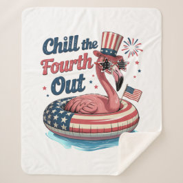 Chill The Fourth Out Funny 4th of July Flamingo Sherpadecke