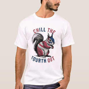 Chill the Fourth Out lustige Eichhörnchen USA Flag T-Shirt