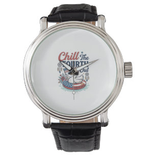 Chill The Fourth Out Patrioten-Ente Vektor-Shirt_1 Armbanduhr