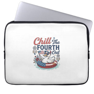 Chill The Fourth Out Patrioten-Ente Vektor-Shirt_1 Laptopschutzhülle