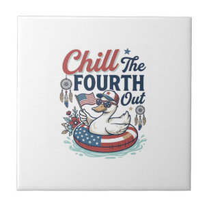 Chill The Fourth Out Patrioten-Enten-Vektor-Shirt_ Fliese