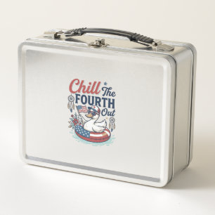 Chill The Fourth Out Patrioten-Enten-Vektor-Shirt_ Metall Brotdose