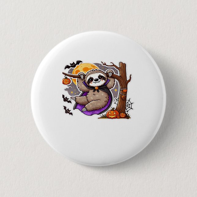 Chill Thrills Halloween Sloth Oversifizierter T -  Button (Vorderseite)