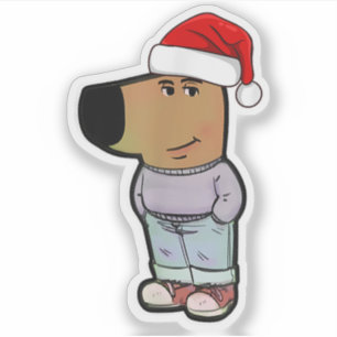 Chill Typ Dog Christmas Hat Funny Chill Typ Meme Aufkleber