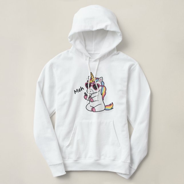 Chill Unicorn Nail Vibes - Meh Hoodie (Design vorne)