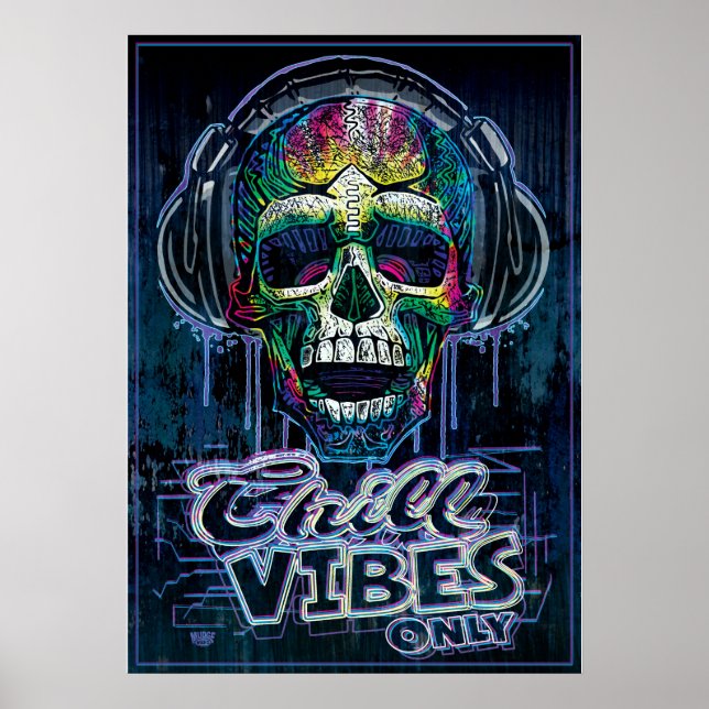 Chill Vibes only Skull Kopfhörer Poster (Vorne)