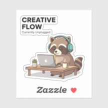 Chill-Waschbär-Coding-Aufkleber Kreativer Flow Lap