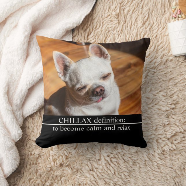 Chillax Chihuahua schläfrig entspanntes Zunge-out- Kissen (Decke)