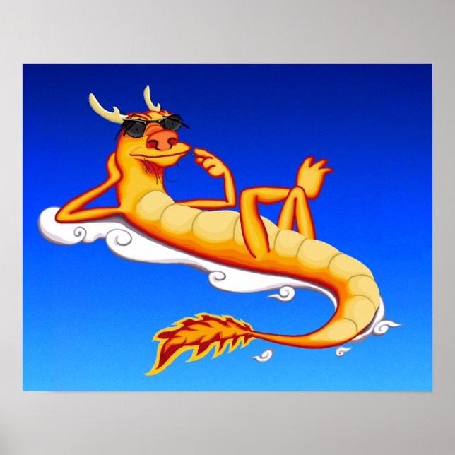 Chillax Dragon (blau) Poster (Vorne)