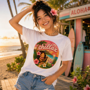 Chillax Kawaii Tropische Strand Grafik Tri-Blend Shirt