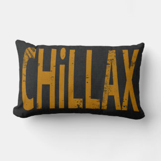 Chillax Skateboard Word Art Black  Yellow Lendenkissen
