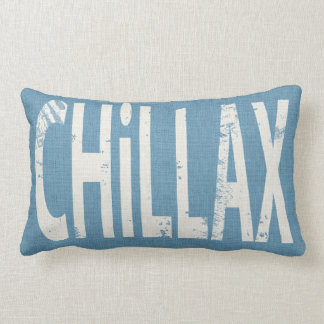 Chillax Skateboard Wort Art Kissen Denim Blau