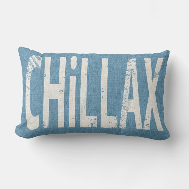 Chillax Skateboard-Wort-Kunst-Kissen-Denim-Blau Lendenkissen (Vorderseite)
