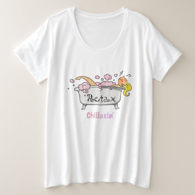 Chillaxin’ Vibes – Cute Relaxation Cartoon Große Größe T-Shirt (Design vorne)