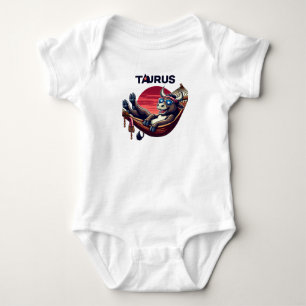 Chillaxing Patriotic Taurus Bull in Hammock Design Baby Strampler