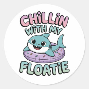 Chillen mit meinem Schwimmreifen Shark Baby Kids Runder Aufkleber