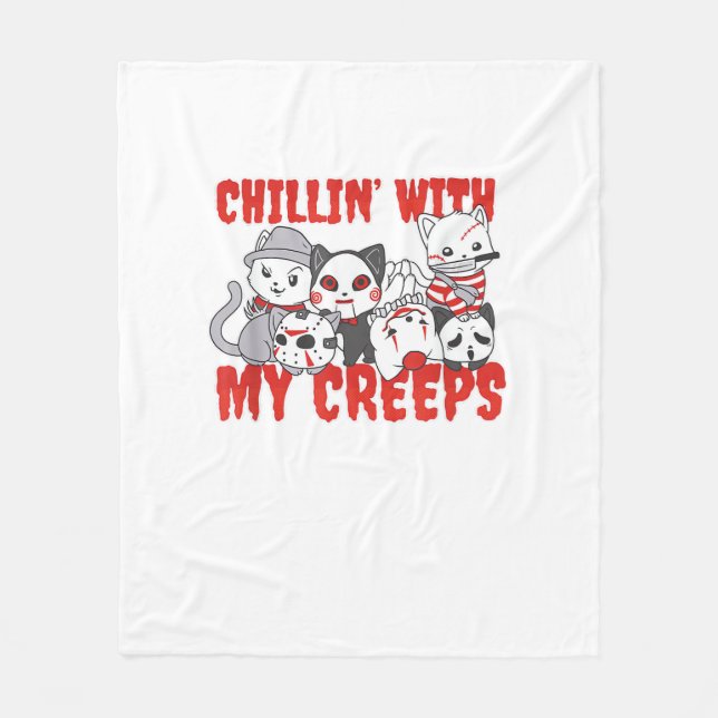 Chillen mit meinen Creeps Katze Horror Killer Hall Fleecedecke (Vorderseite)