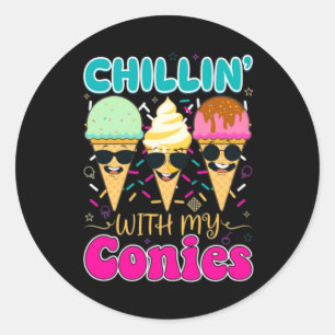 Chillen mit meinen Kaninchen Retro-Eis Sommer Runder Aufkleber