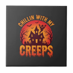 Chillen mit meinen Kumpels Halloween T-Shirt Desig Fliese