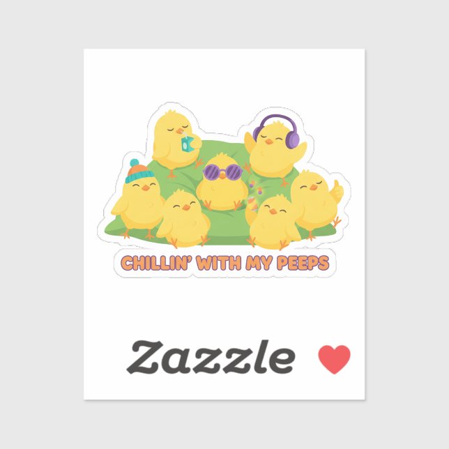 Chillen mit meinen Leuten Lustige Hühner Gruppe Os Aufkleber (Blatt)