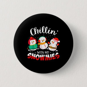 Chillen mit meinen Schneefreunden Lustiger Schneem Button