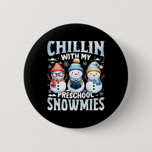 Chillen mit meinen Vorschul-Schneefreunden Weihnac Button
