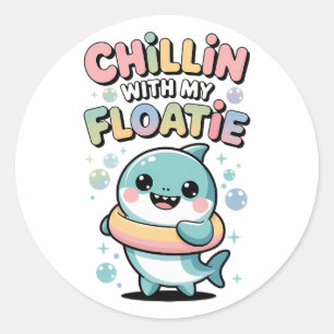 Chillen mit meiner Schwimmhilfe Shark Baby Kids Runder Aufkleber