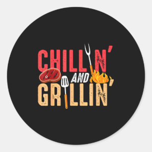 Chillen und Grillen Barbecue-Party Runder Aufkleber
