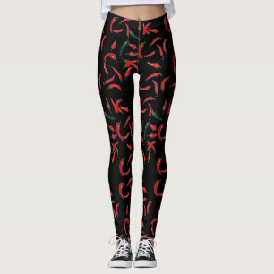 Chilli-Muster  Rot Schwarz und Grün Leggings