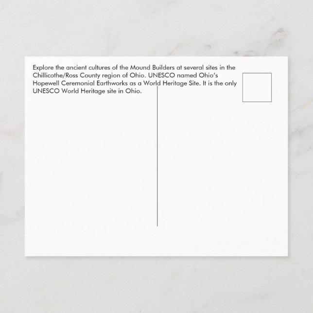 Chillicothe, Ohio Hopewell Ceremonial Earthworks Postkarte (Rückseite)