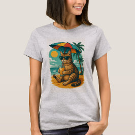 Chillige Katze mit Saft – Sommer Strand Vibes T-Sh T-Shirt
