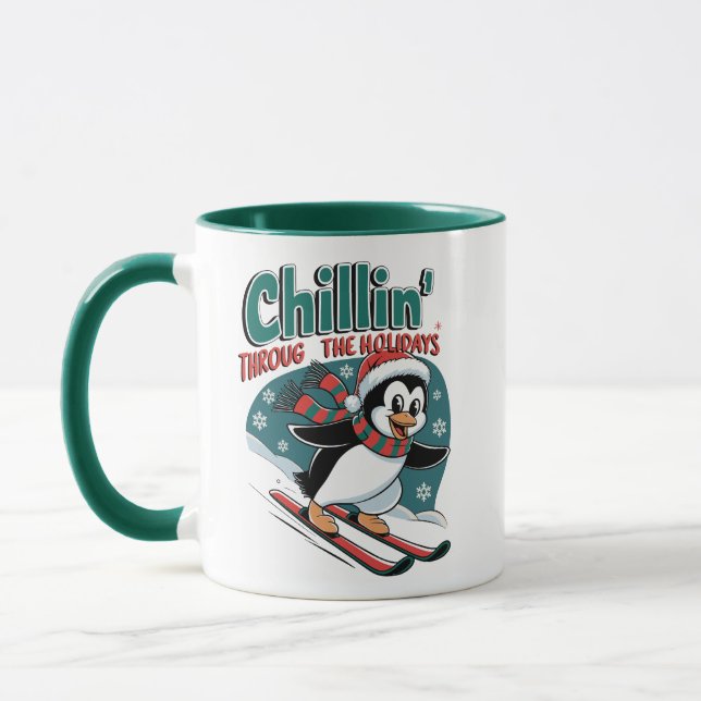 Chilliger Urlaub Pinguin Ski Tasse (Links)