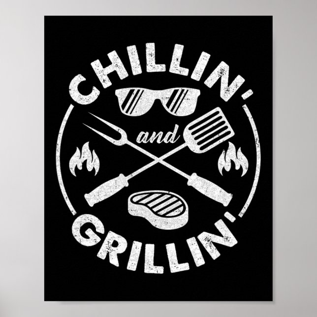 Chillin And Grillin Costume Funny Bbq Grilling Dad Poster (Vorne)