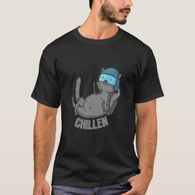 Chillin Cat Fallschirmspringen T-Shirt (Vorderseite)