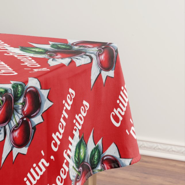 Chillin, Cherries 'n' Cheerful Vibes Modern Red Tischdecke (Beispiel)