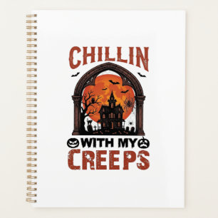 Chillin Creeps Halloween Gruselhaus Orange Mond Planer