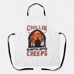 Chillin Creeps Halloween Gruselhaus Orange Mond Schürze