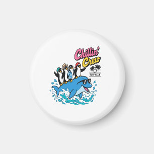 Chillin Crew Surf Club Pinguin T-Shirt Delphin Magnet