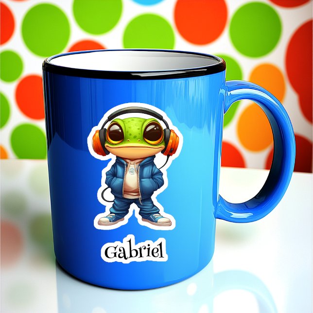 Chillin' Frosch Personalisierter Vinyl Sticker (Von Creator hochgeladen)