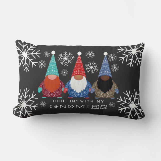 Chillin' Gnomes Snowflake Illustration Weihnachten Lendenkissen (Vorderseite)